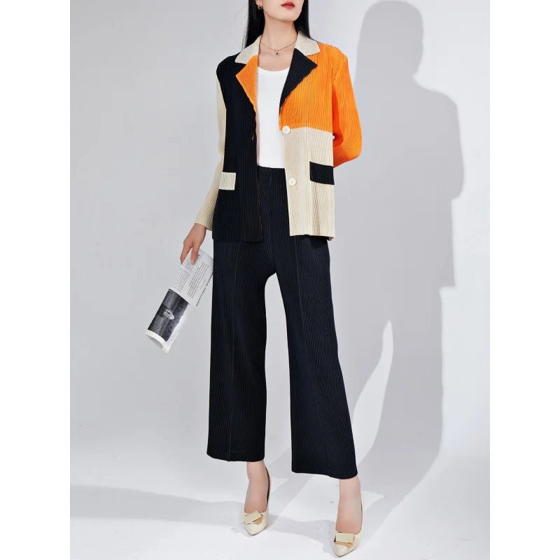 boutique-miyake-high-end-contrasting-color-suit-casual-pants-two-stylish-and-versatile-pleated-jackets-for-commuting-[tz510]