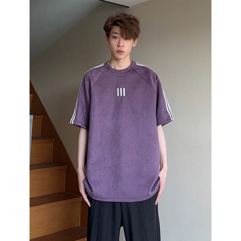 

Striped Patchwork Loose Tops Tees Summer New Short Sleeve Solid Color All-match Trend T Shirts Vintage Casual Women Clothing