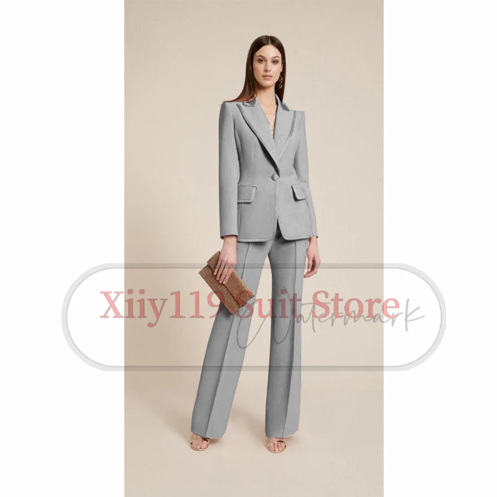 Women Suit Set Solid Color Serge Two-piece Set Workplace Wear