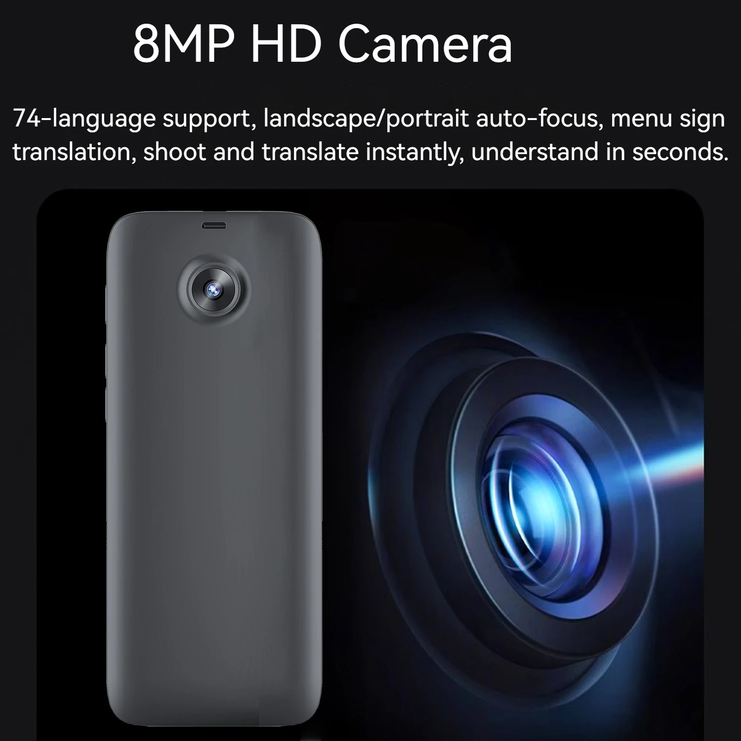 Real-time 138 Languages Translation 3.5 HD Screen 8MP Camera 19 Offline AI Voice Assistant Simultaneous Interpretation