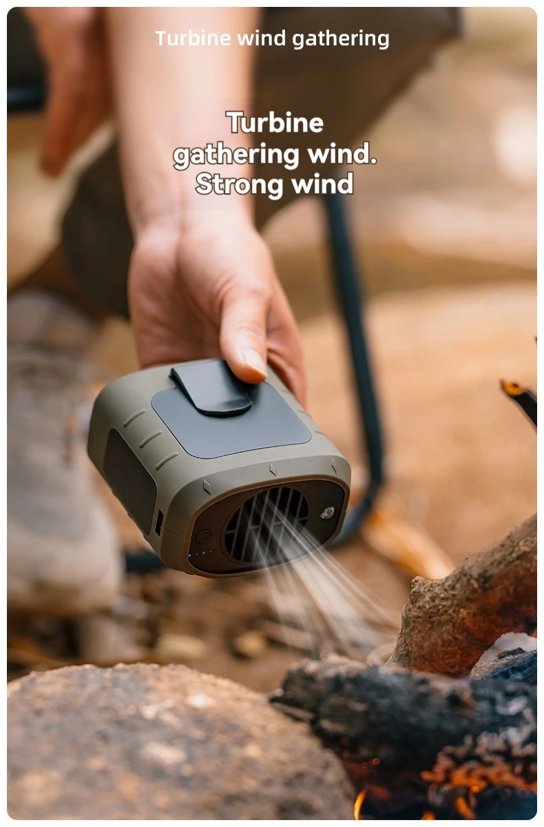Description Picture 6 of itemNew portable hanging neck fan usb charging outdoor work portable leafless fan light camping hanging waist fan
