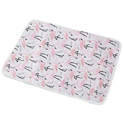 Portable & Washable Waterproof Baby Changing Mat, Foldable Travel Pad, 50x70cm (Pink flamingo50x70cm)