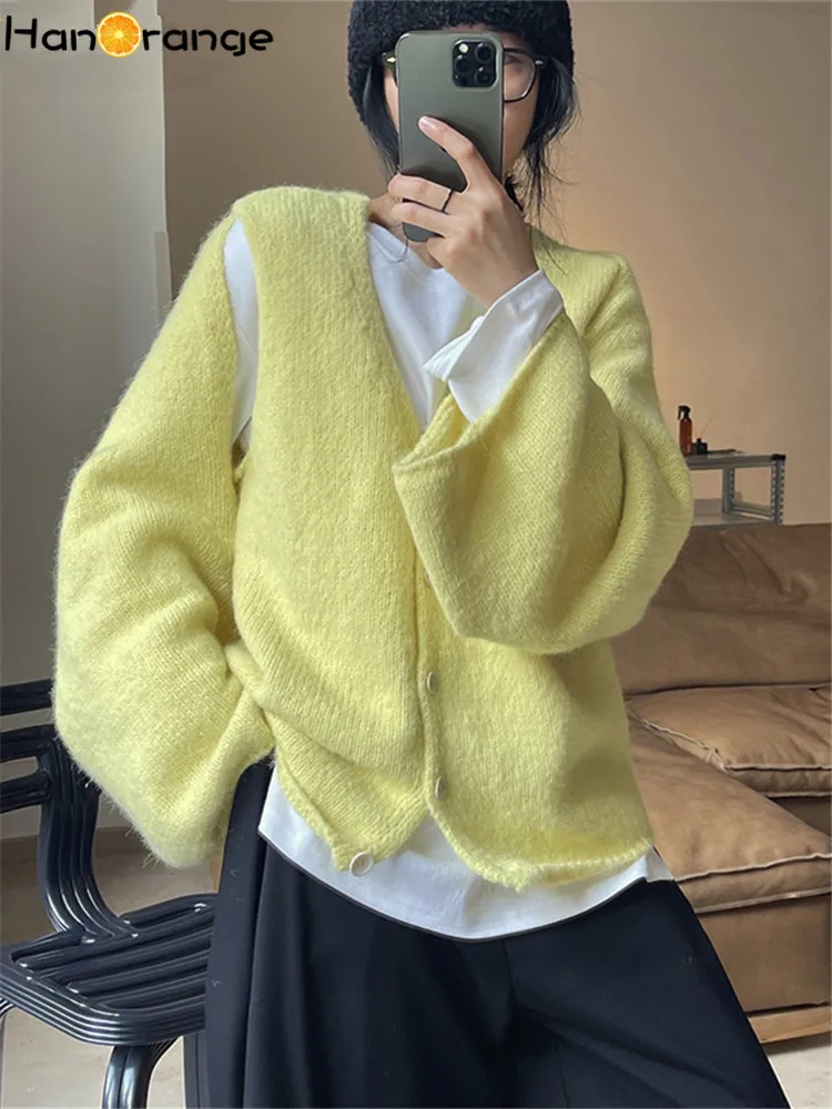 

HanOrange Early Spring Ins Style Simple Fashionable One-piece Knitted Shawl Cardigan Loose Women