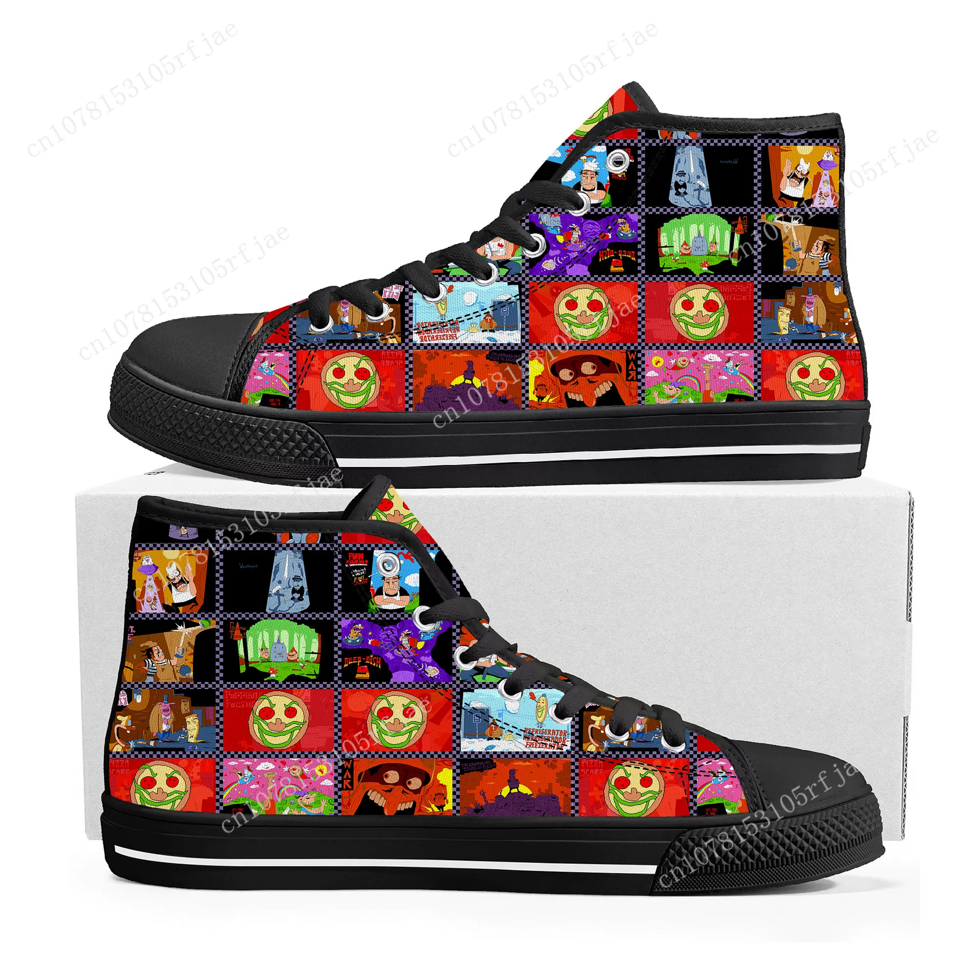 

Pizza Tower High Top Sneakers Cartoon Game Mens Womens Teenager Fashion High Quality Canvas Sneaker Custom Built Couple Shoes