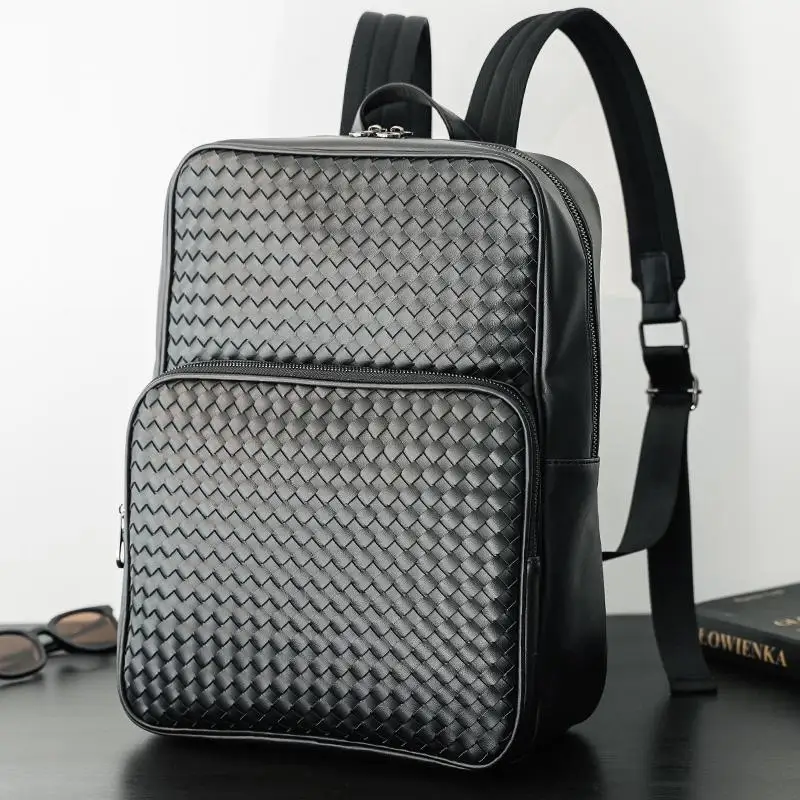 Brand Designer Backpack Men High Quality Pu Leather Bag For Teenager School Shoulder Daypacks Mochila Male Black 2