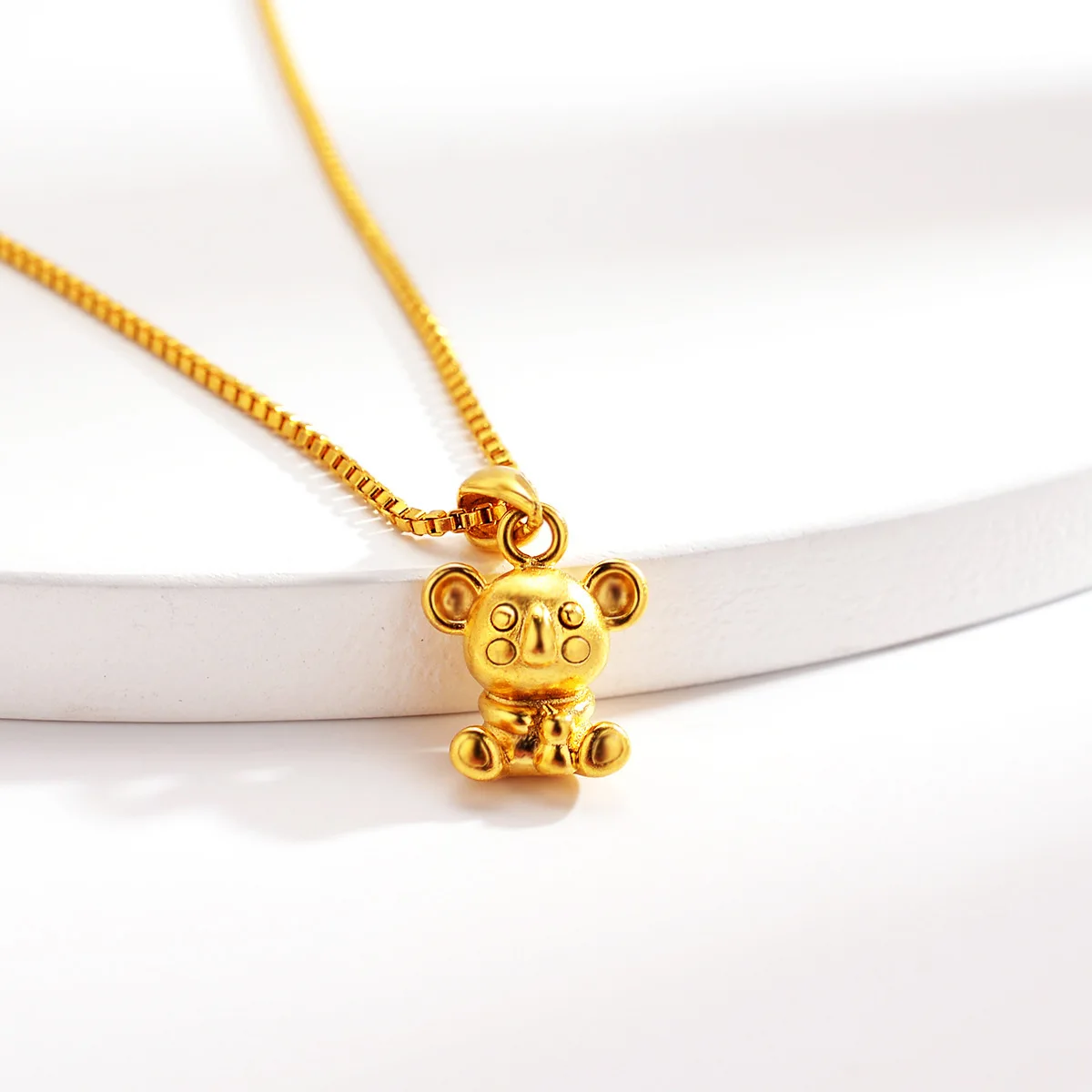 High-quality AU999 gold necklace zodiac rat pendant 24K pure gold jewelry pendant real clavicle chain for girls gift
