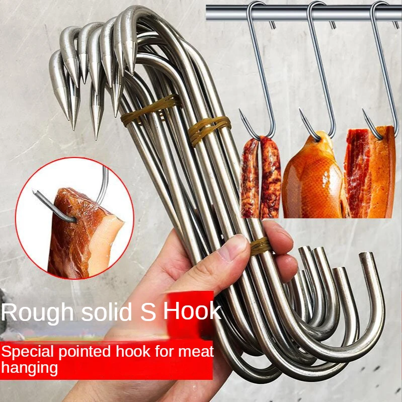 SolidlargestainlesssteelhangingporksausageroastduckhookmeatS