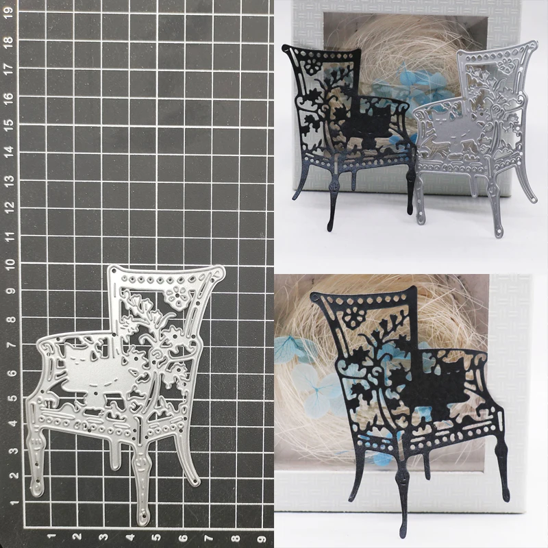 

Cat on Chair DIY metal cutting dies cut decorations Scrapbook paper craft knife mould blade punch stencils dies
