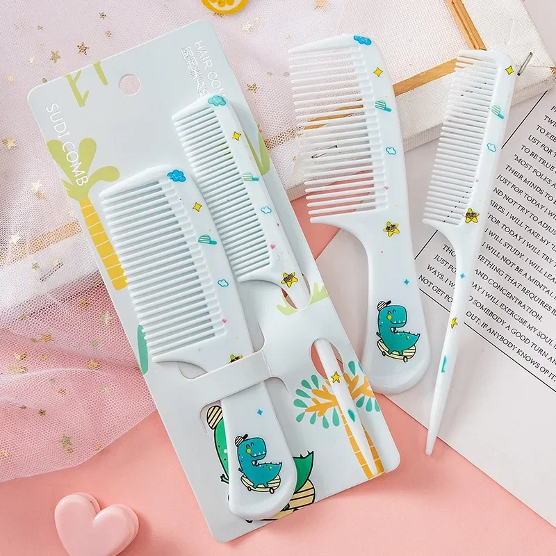 2pcs/set Kids Hair Brushes Cute Cartoon Animal Anti-static Pointed Tail Comb for Baby Girls Strawberry Hair Comb Accessories