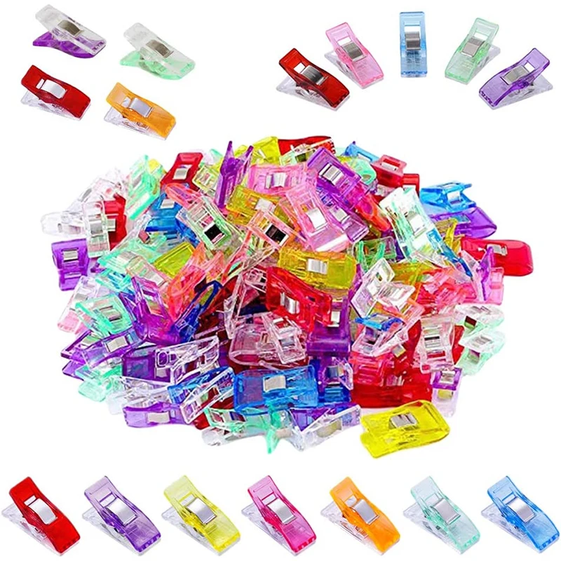 

50Pcs Multipurpose Plastic Sewing Clips Quilting Clip Colorful Craft Crocheting Knitting Fabric Sewing Binding Clamp Safety Clip