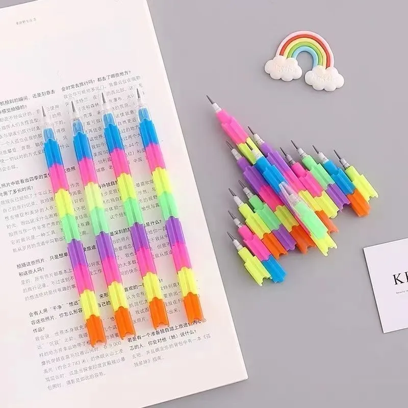 8Pcs Funny Pencils for Kids Korean Stationery Supplies Assembled Pencil for Student No Need Sharpen