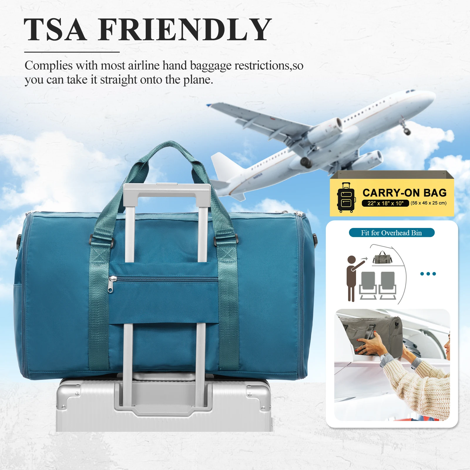 Convertible Carry on Garment Duffel Bag,Weekender Bag Hanging Suitcase Suit Business Travel Bag Men Business Travel Clothing Bag