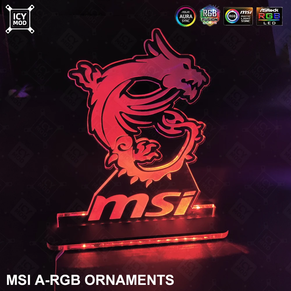 Msi Gaming Figura A-rgb Arco-íris Led Acrílico Painel de Iluminação 5v3pin Místico Iluminação pc Água Refrigerar Mod Crença Dragão Decoração - Imagem 2