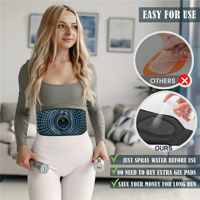 Ems Muscle Stimulator Ab Machine Portable Abs Workout Equipment Abdominal  Toning Belt Usb Rechargeable No Gel Pads Size 62 Inch - Vibration Fitness  Massager - AliExpress
