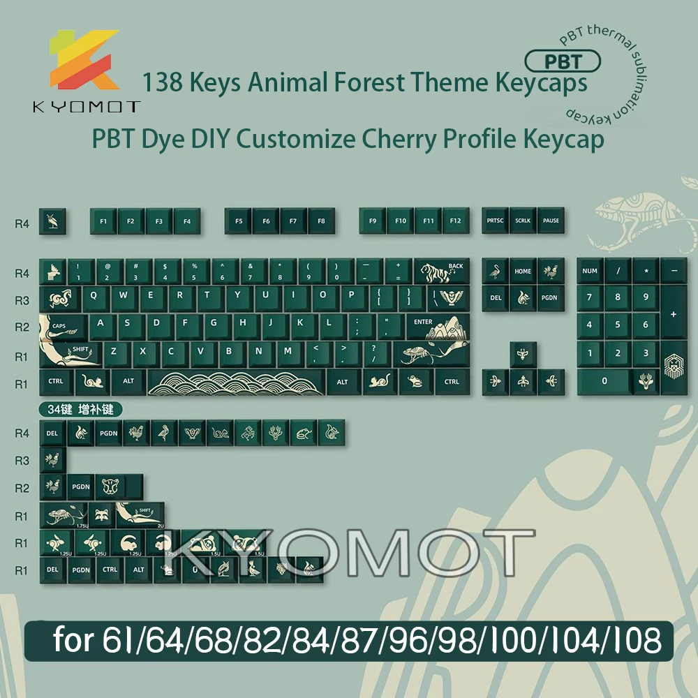 DIY Cherry, Cap for MX Switch, Teclado Mecânico, ISO, 158 Chaves