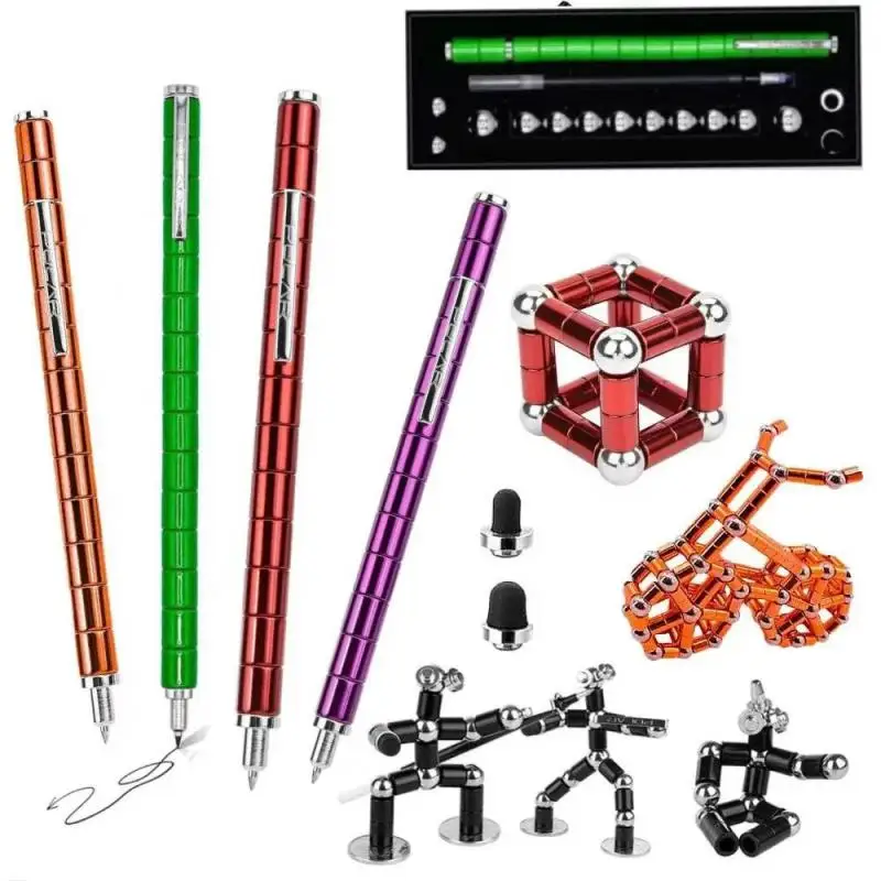 Fidget Pen Decompression Magnetic Metal Pen Toy Relieving Stress Build Strato Multifunctional Magnet Writing Polar