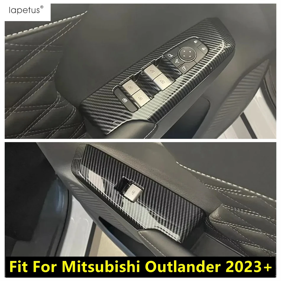 

Внутренний подлокотник для двери автомобиля, переключатель для стеклоподъемника, панель обшивки для Mitsubishi Outlander 2023 2024, аксессуары для интерьера из углеродного волокна