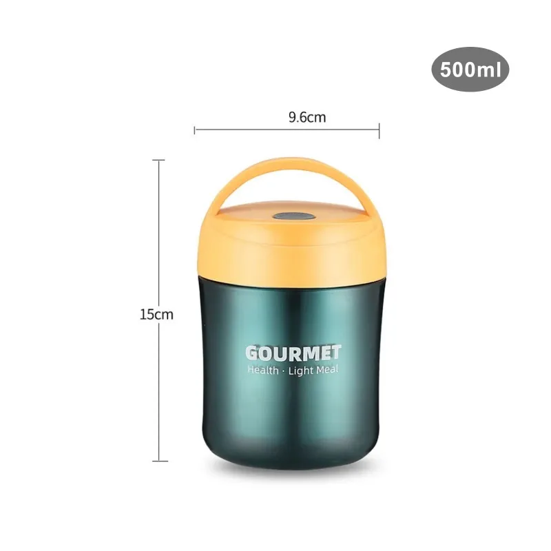 500ml Stainless Steel Soup Cup Lunch Bento Box Thermos  Leakproof Food Container Thermal Cup Vacuum Flasks Straw Can Be Inserted