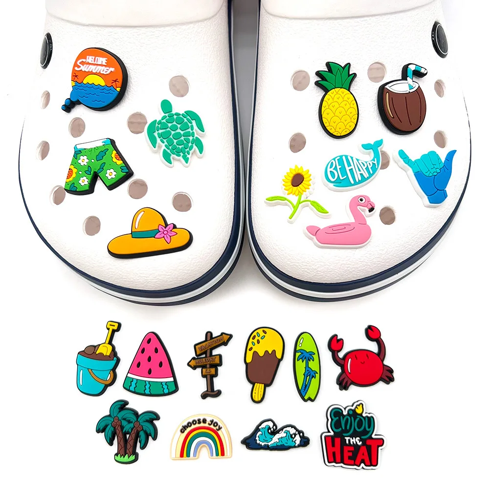 

1pcs Summer beach for Croc Jibz Crabs, coconuts, beach pants Cute Cartoon Shoe Charms DIY Decoration Accessorie