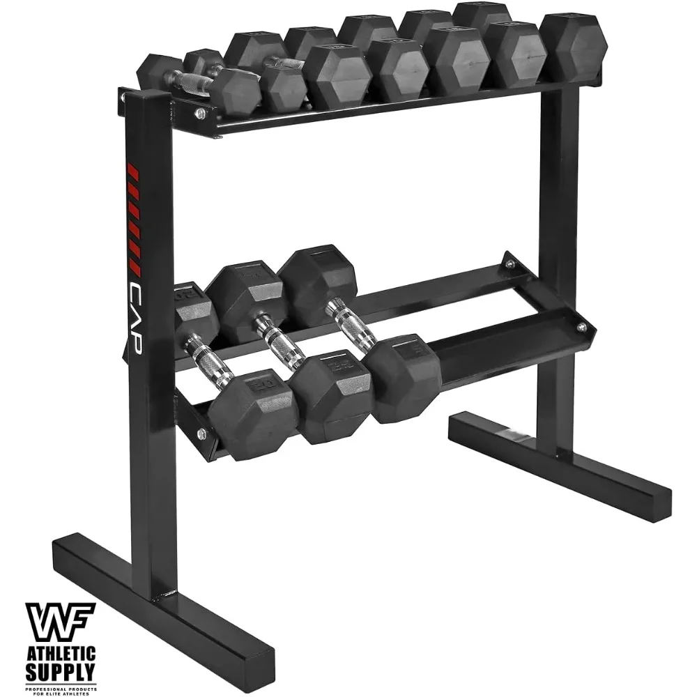Rubber Hex Dumbbell Set with Rack 5