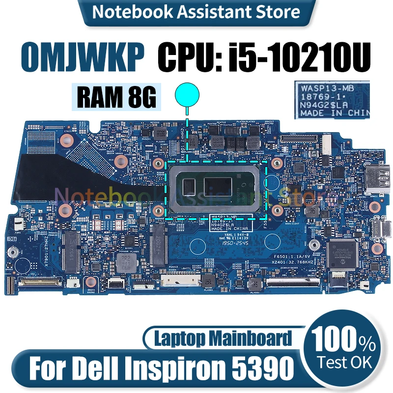 

For Dell Inspiron 5390 Laptop Mainboard 18769-1 0MJWKP SRGKY i5-10210U 8G Notebook Motherboard Tested