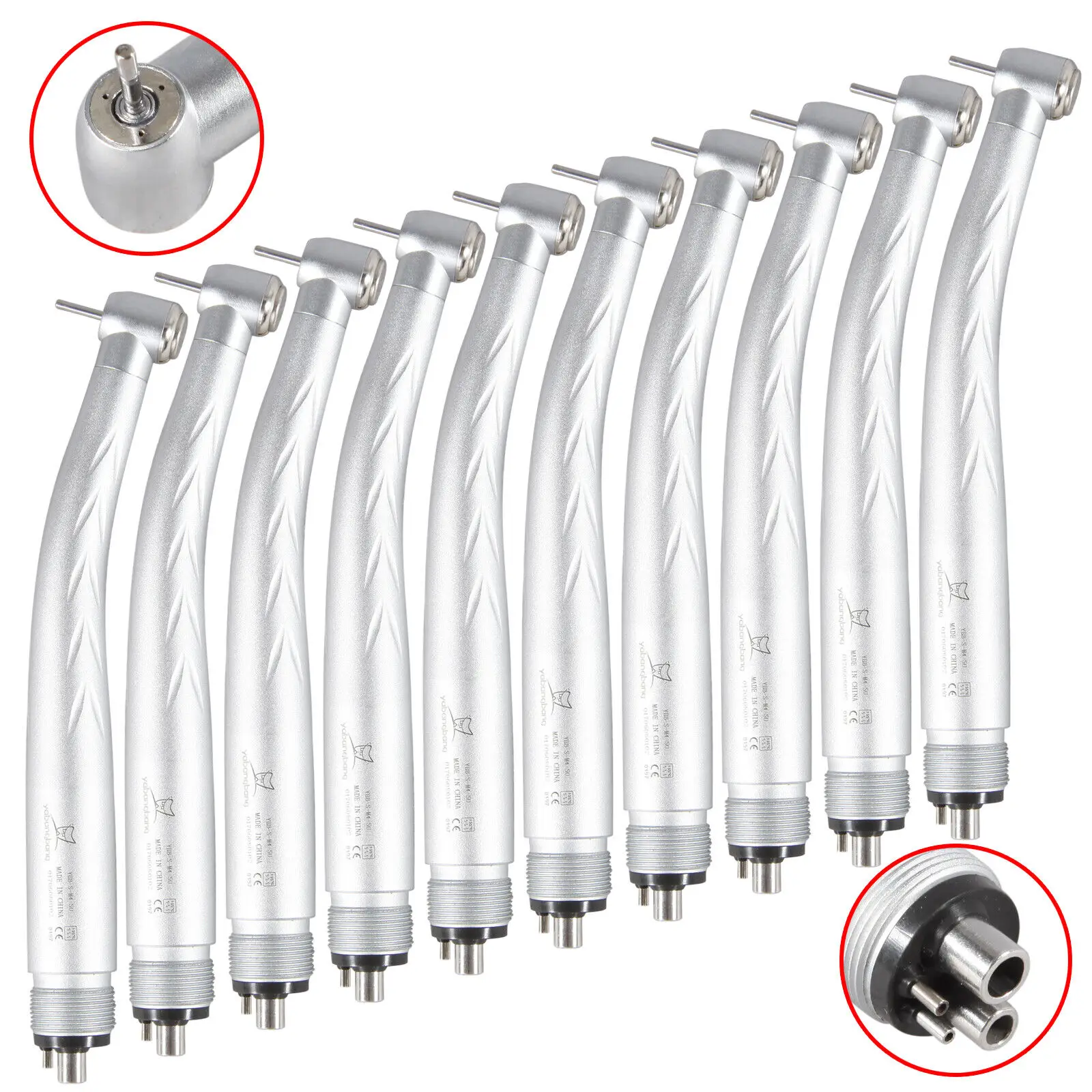 

10PCS NSK Style Dental Triple Water Spray High Speed Handpiece Stainless Steel Push Button Turbine 4 Hole New