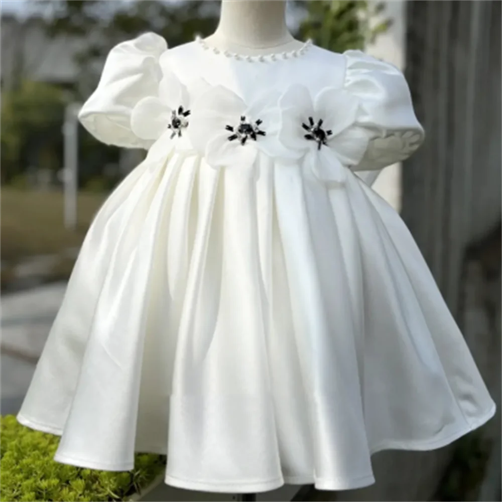 

Girls Princess Dress Kids Elegant Wedding Tutu Flower bead Dresses Children Tulle Party Formal Evening Clothes
