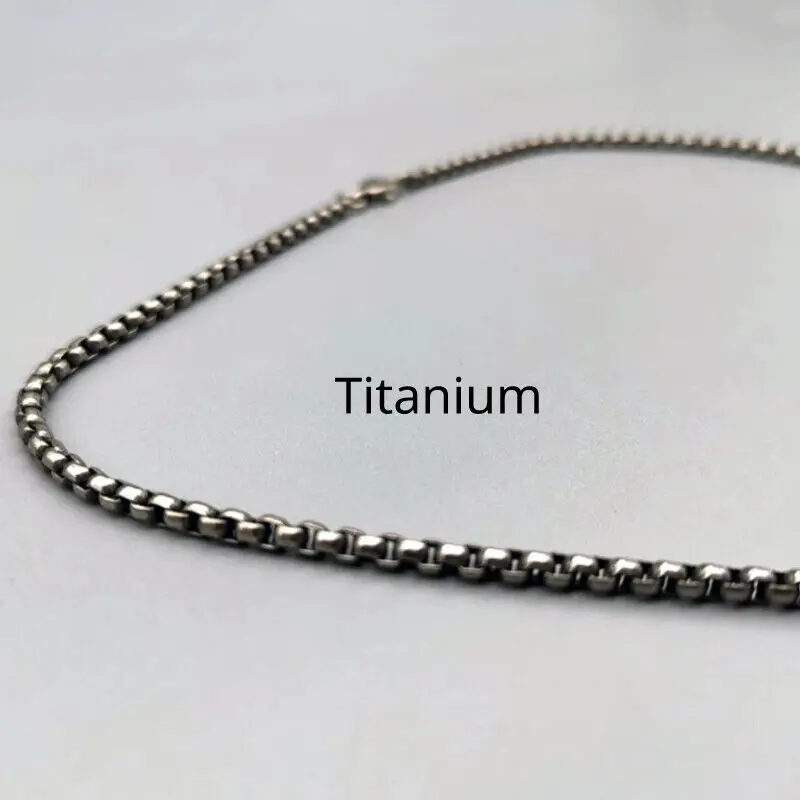 New TA1 Pure Titanium Box Chain Necklace 3mm Men Women Unisex NO Allergic Skin Care Health Titanium Square Link Necklaces