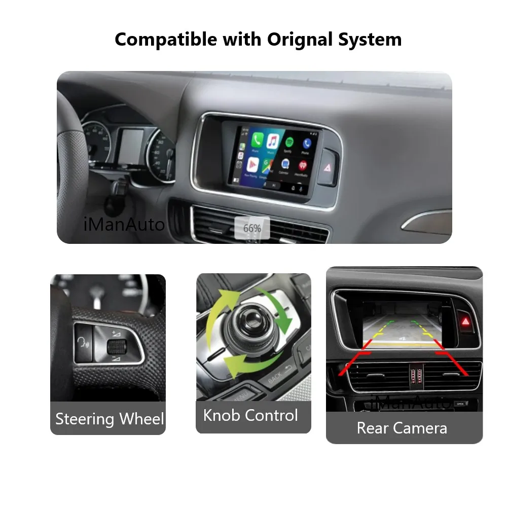 CarPlay e Android Auto wireless per Audi A4 B8 A5 Q5 2010-2015 con interfaccia MMI 3G, AirPlay, MirrorLink, Bluetooth e supporto per telecamera. - Image 2