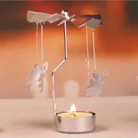Multi-shape Rotating Candlesticks Snowflake Angel Romantic Tea Party Candle Holder Wedding Christmas Metal Home Decor 4