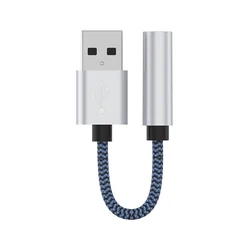 Universal USB to 3.5mm Audio Adapter with Built - in Stereo Sound Card (Grey)
