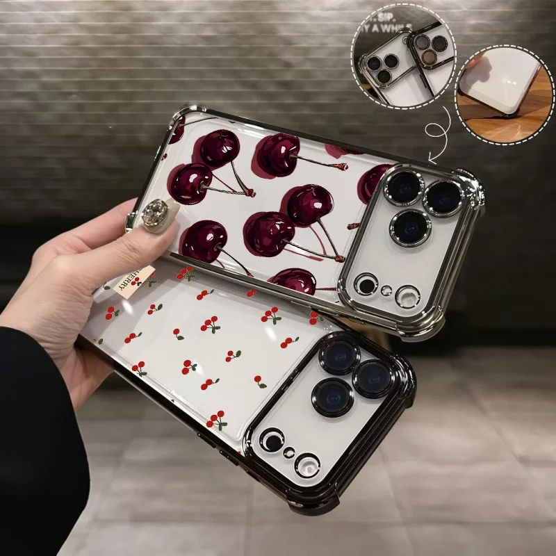 Elegant Bow Cherry Plating Shockproof Phone Case