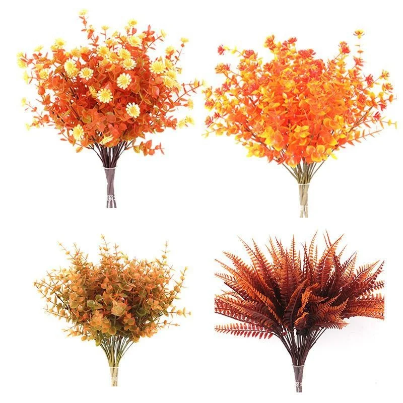 1Pcs Bundle Artificial Fall Flowers Outdoor Garden Decor Autumn Flower Bouquet For Thanksgiving Wedding Home Decoration Creative
