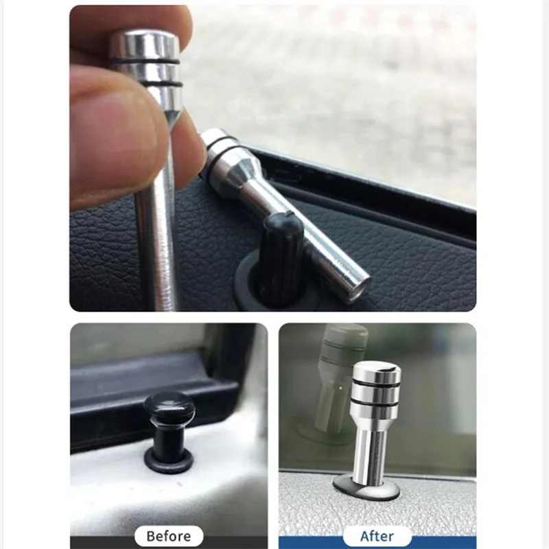 4Pcs Car Door Lock Pin Door Lock Rod  Car Knob Pull Security  Insurance Universal Car Security Door Lock Picking Latch Pins