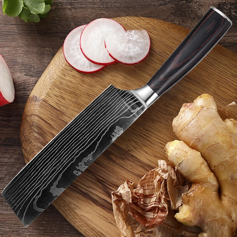 Japanese Knives Set 7CR17Mov Steel Santoku Salmon Knife Wooden Handle Sashimi Sushi Fish Fillet Chef Knives