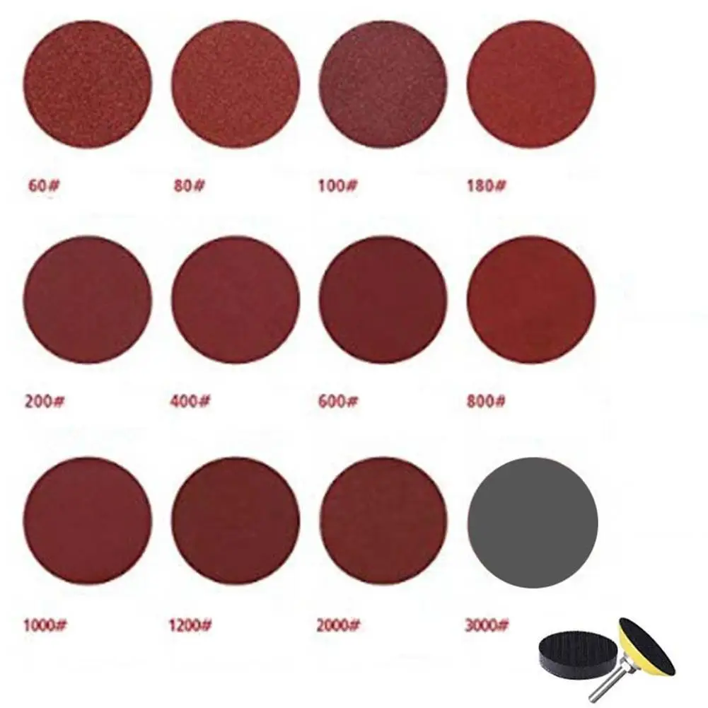 120Pcs 2 inch 50mm Sanding Discs Pad Kit for Polish Drill Grinder Rotary Tools with Backer Plate Include 60-3000 Grit Sandpapers