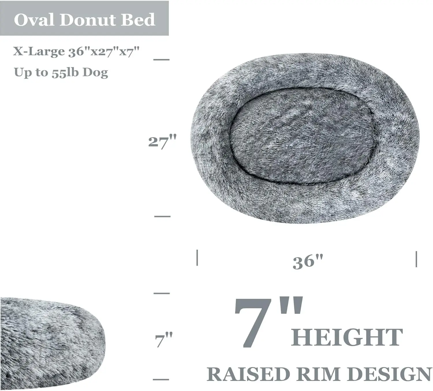 Donut bed close-up showing raised rim