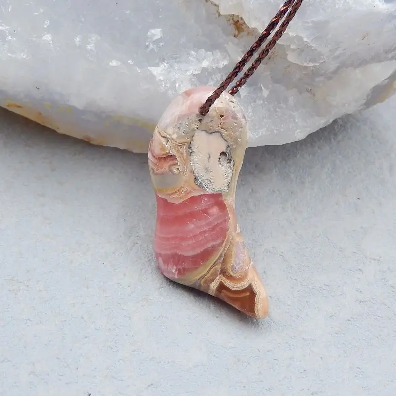 Natural Stone Argentina Rhodochrosite Pendant Bead 32x14x6mm 5g Beauty Jewelry Necklace Pendant Accessories
