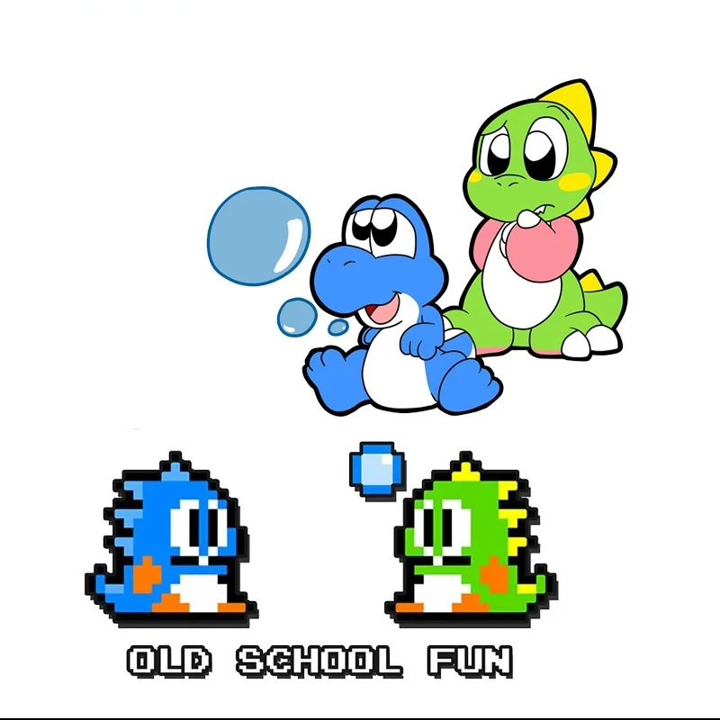 Old School Fun Bubble Bobble Rom Anime Car Sticker Decalcomania Decor Moto Fuoristrada Laptop Tronco Chitarra Adesivi In Vinile, 10Cm