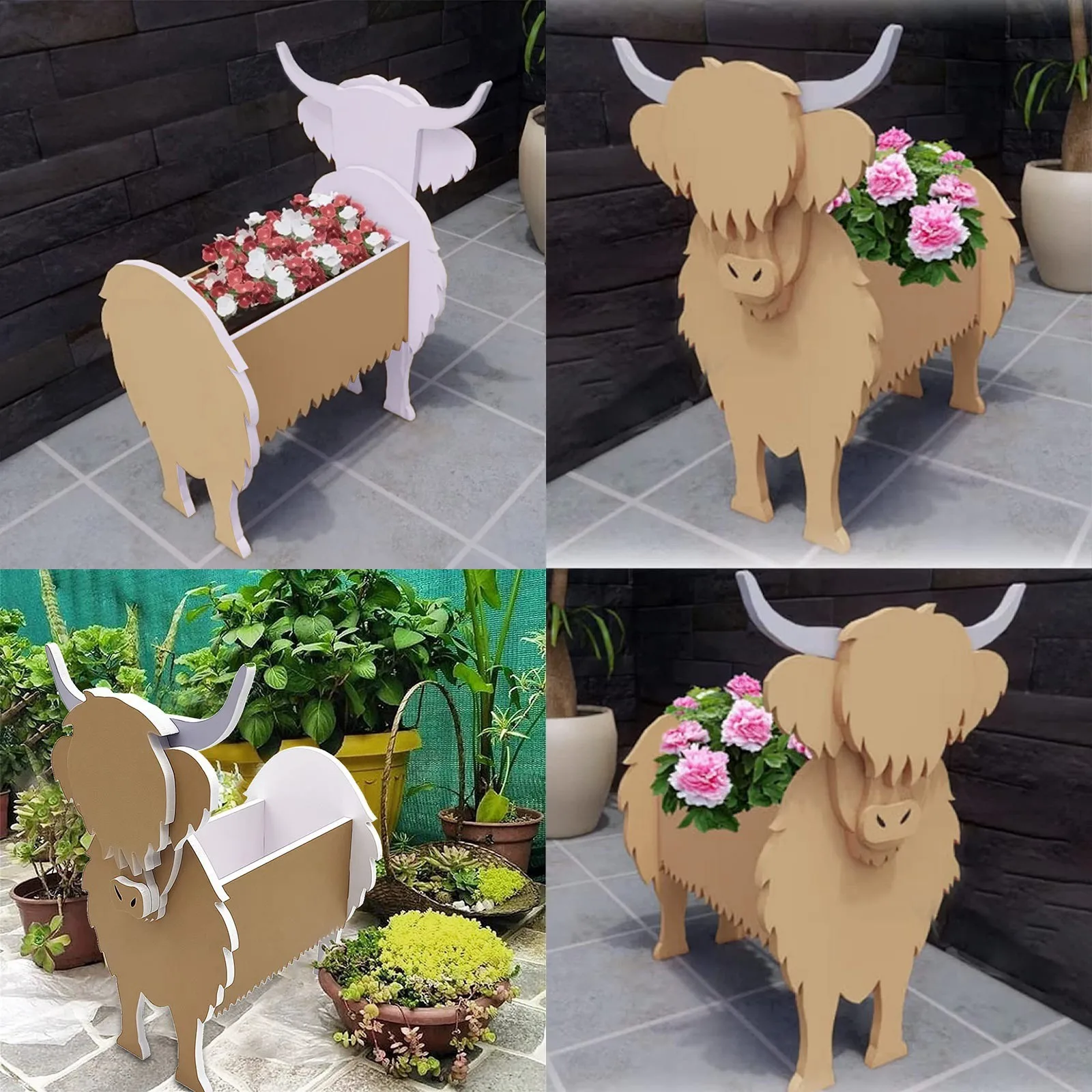 

Yak Shape Flowerpot Garden Flower Pot Cartoon Animal Cow Flower Pot Planter Storage Container Decorative Ornament Home Decor