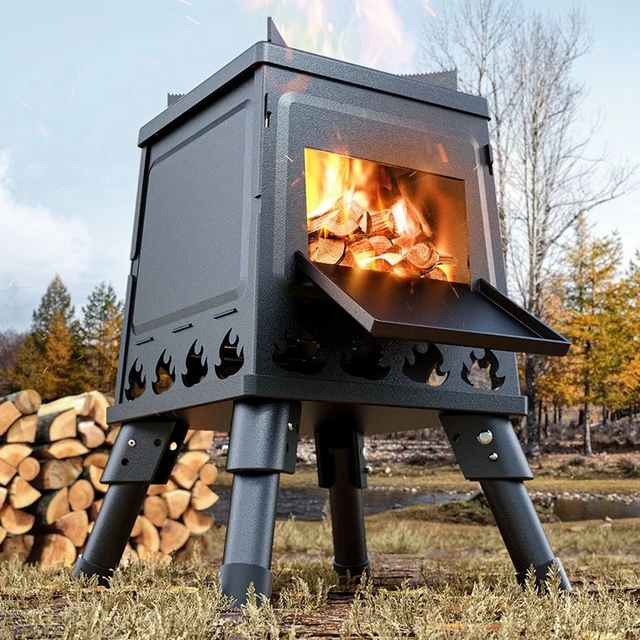 Portable Outdoor Camping Stove Wood Burning Lightweight Stainless Steel  Stove Picnic Bbq Cooker Travel Garden Warm Stove - Chimeneas - AliExpress