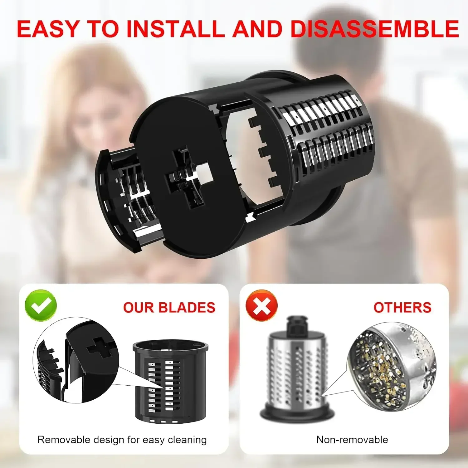 For all KitchenAid Stand Mixe Slicer Shredder Attachment with 5 Blades, Large Feed Chute Cheese Grater Attachment