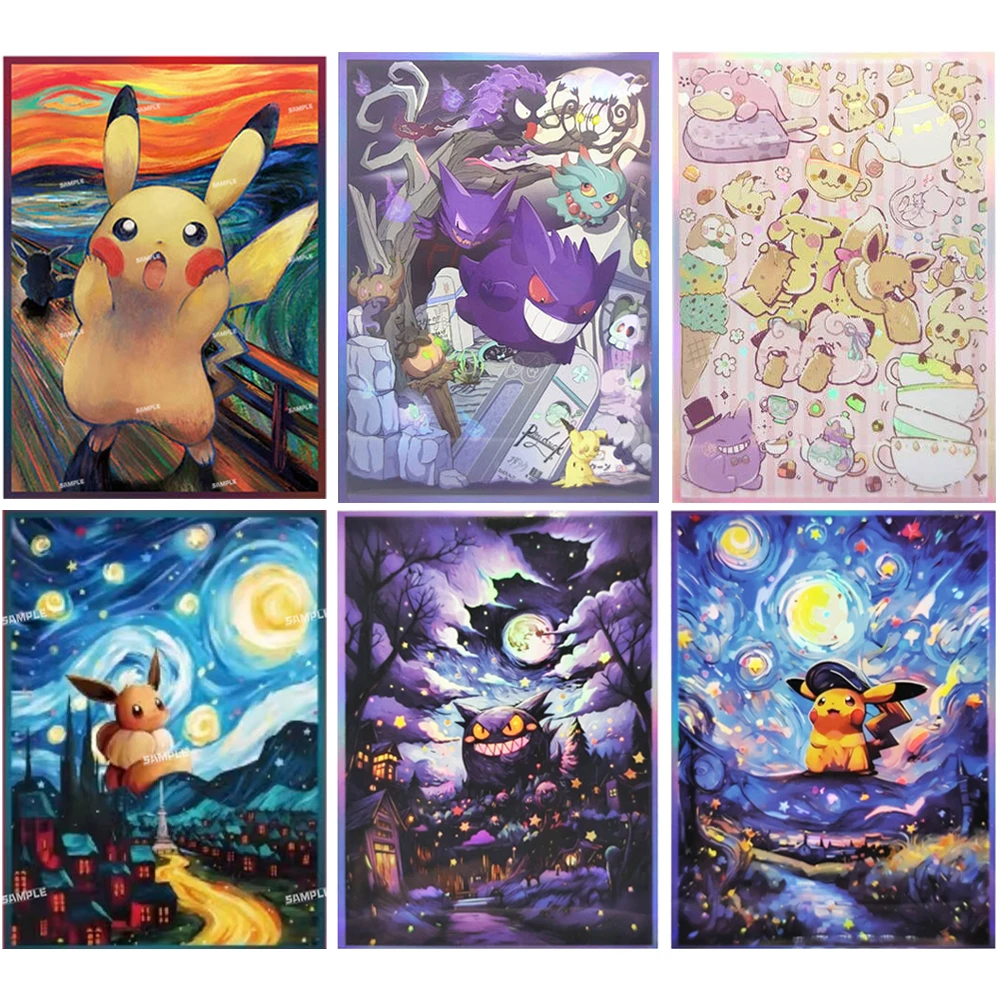 

50Pcs/set 67*92mm PTCG Card Protective Case Pokemon Pikachu Gengar Eevee Anime Game Collection Card Cover Gift Toy