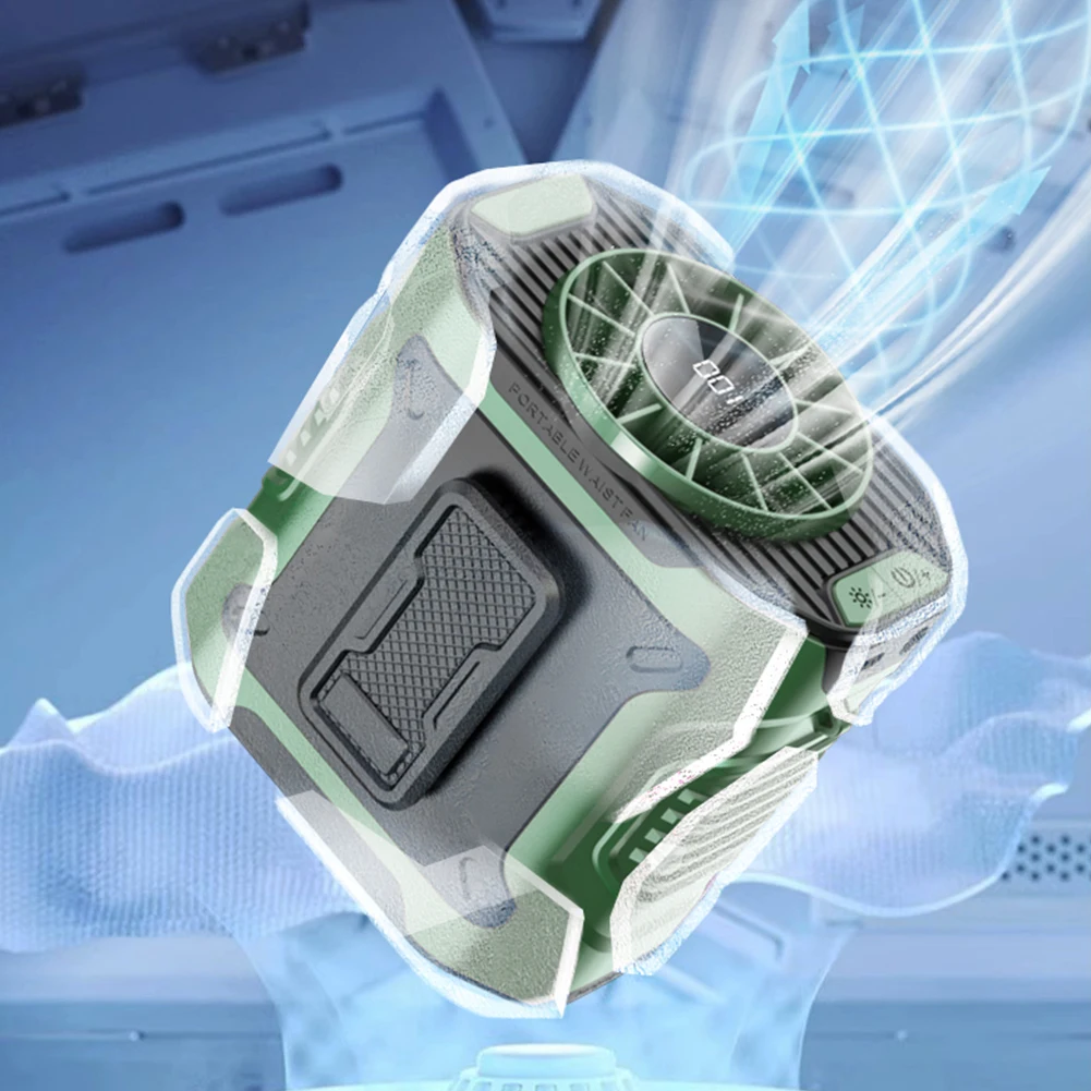 Waist Fan Wireless Waist Clip Fan Portable Clip on Wearable Belt 3600mAh USB Rechargeable with Power Bank for Outdoor Camping