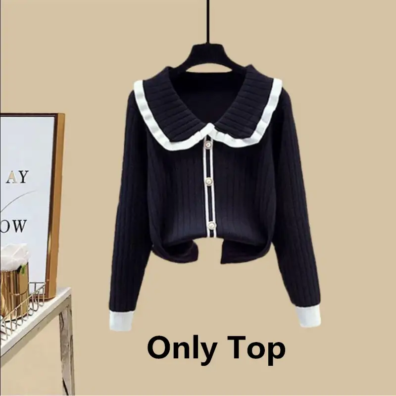 2025 Spring Korean Fashion Knitwear Sweater Wide Leg Pants Two Piece Set Women's Casual Sweatshirts High Waist Trousers Suits - Image 14