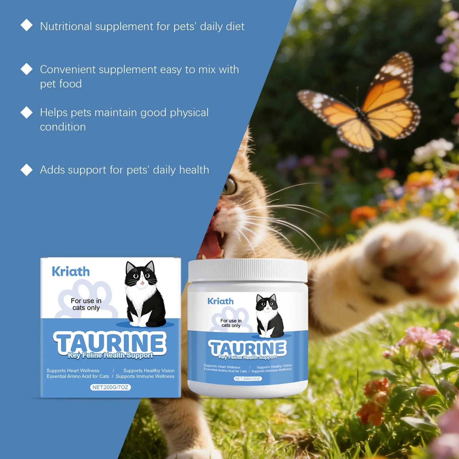 Taurine Powder for Cats – Support Heart & Vision Health
