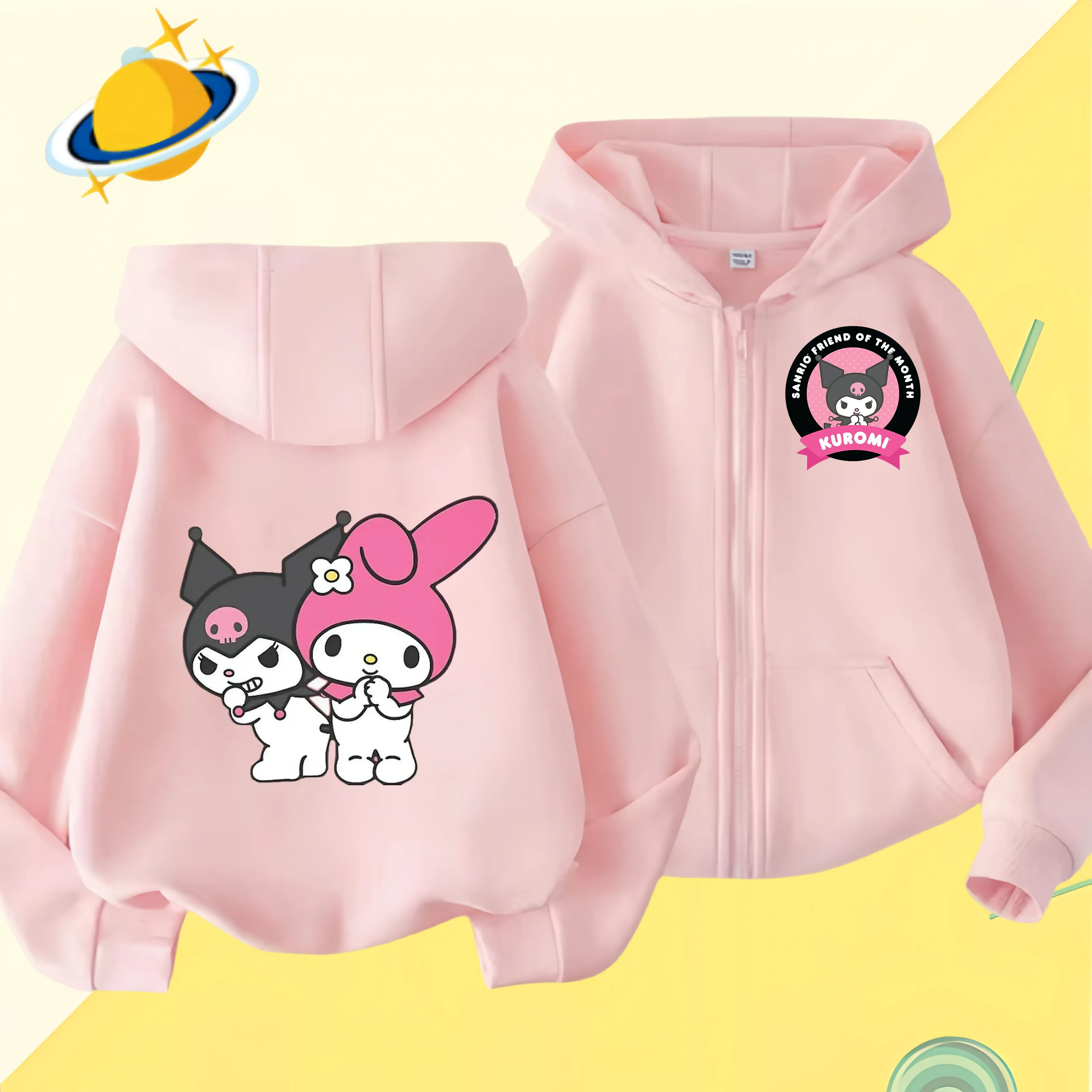 

Kuromi Zipper Hoodies Girls Cinnamoroll Sweatshirt Autumn And Winter Long Sleeve Harajuku Pullovers Series Stich Casual Hooded