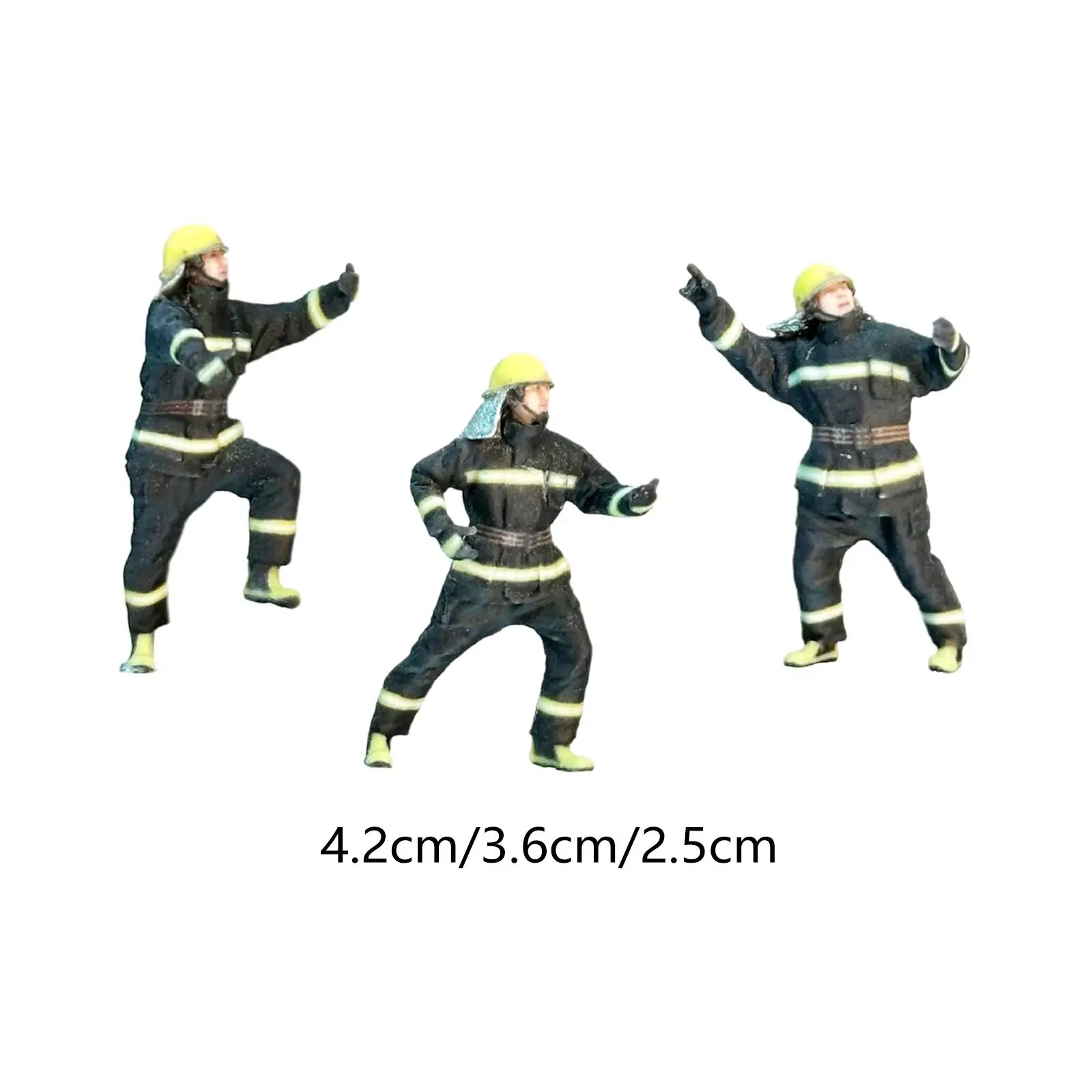 

3x Firefighter Model Tiny Painted Figures for DIY Scene Train Station Layout