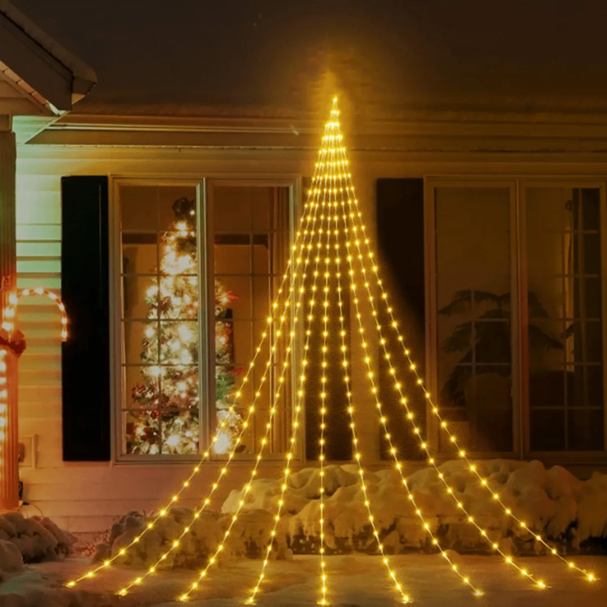 1PC 180LED Waterfall Tree Fairy Light USB Plug 8 Modes Window Curtain Icicle Light For Christmas Tree Holiday Party Decorations