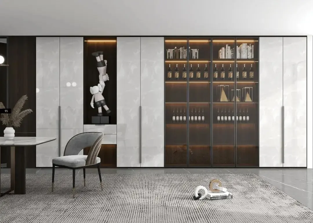 Luxury Furniture Home Living Room Wine Cabinet Bar With Glass Display Stainless Steel Cabinet